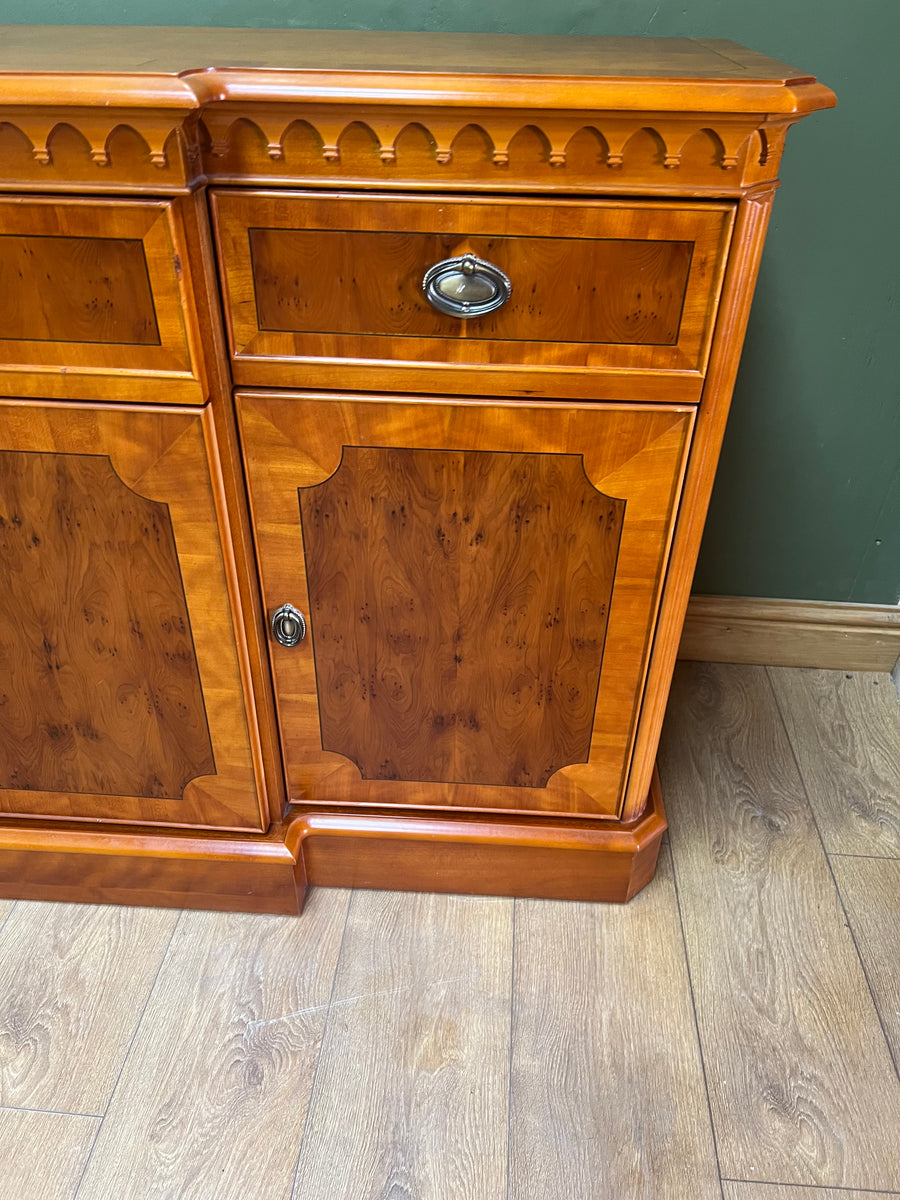 Vintage Yew Wood Breakfront Sideboard (SKU84)