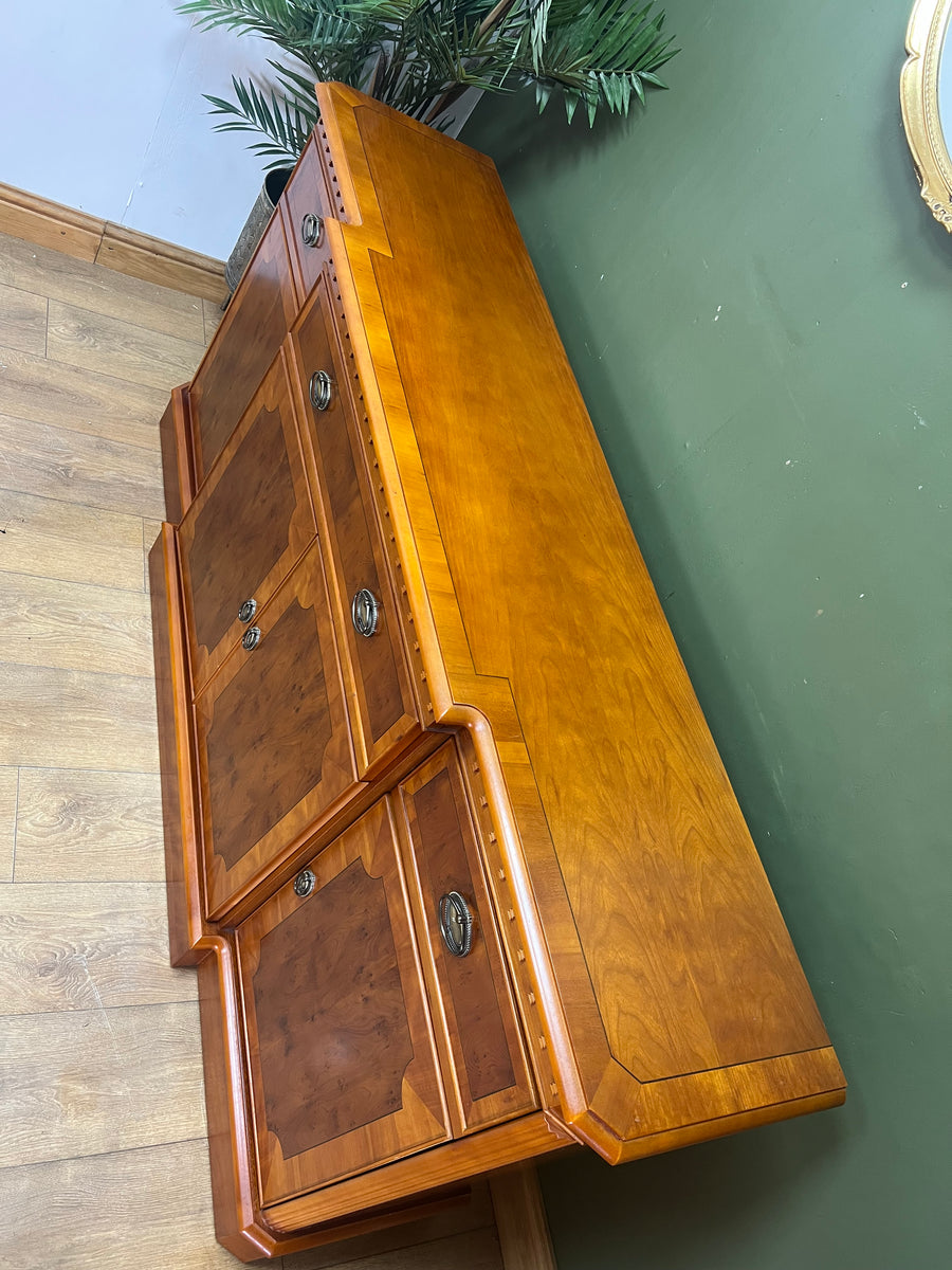 Vintage Yew Wood Breakfront Sideboard (SKU84)