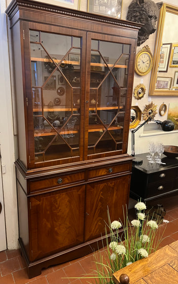 Mahogany Glazed Bookcase With Cupboard (SKU124)