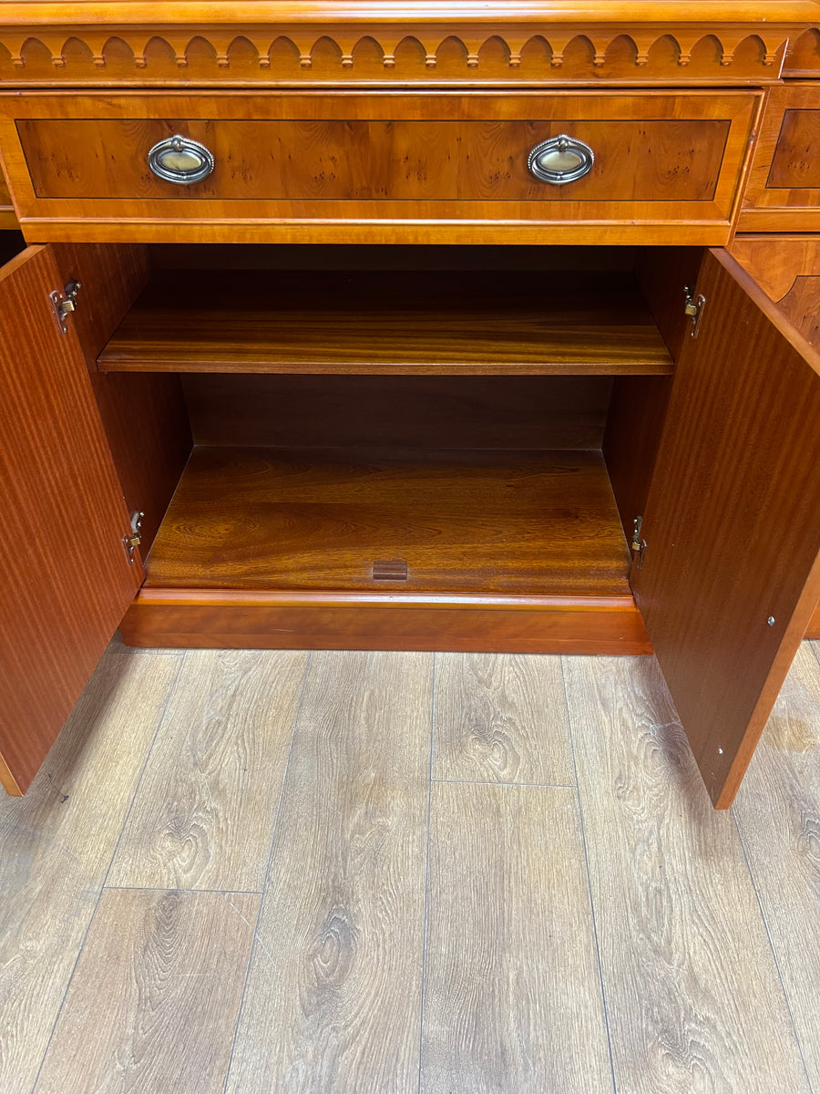 Vintage Yew Wood Breakfront Sideboard (SKU84)