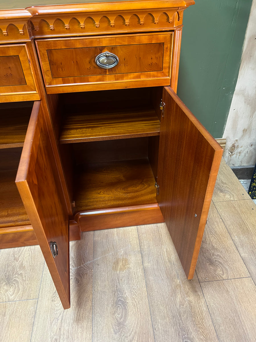 Vintage Yew Wood Breakfront Sideboard (SKU84)