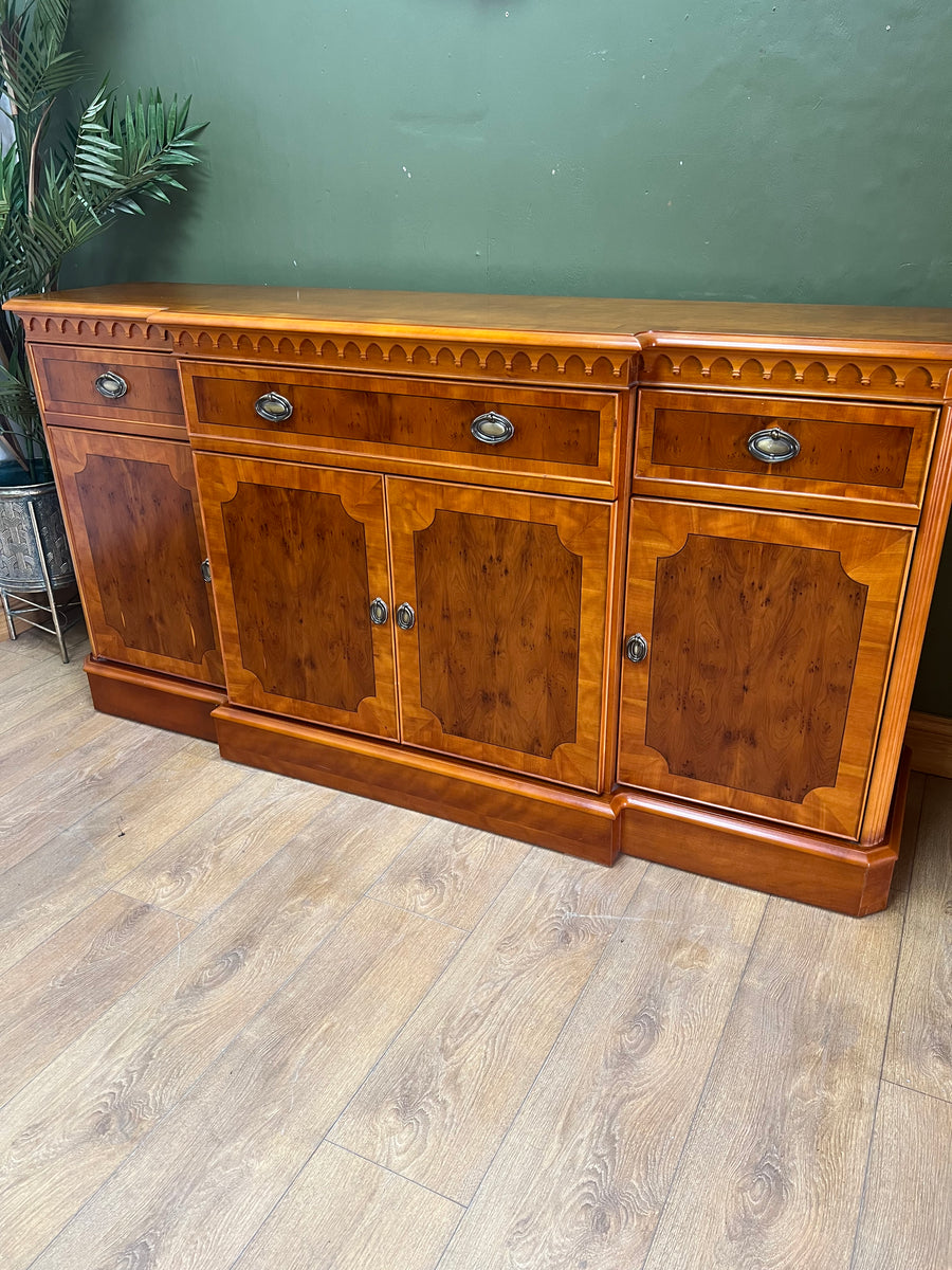 Vintage Yew Wood Breakfront Sideboard (SKU84)