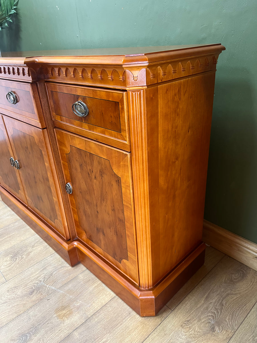Vintage Yew Wood Breakfront Sideboard (SKU84)