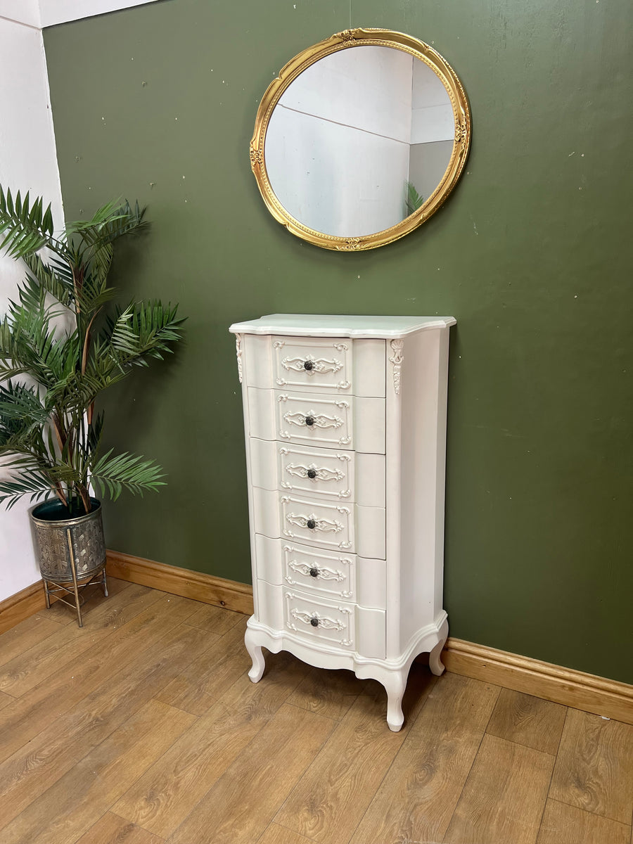 French Style Tall White Chest Drawers (SKU173)