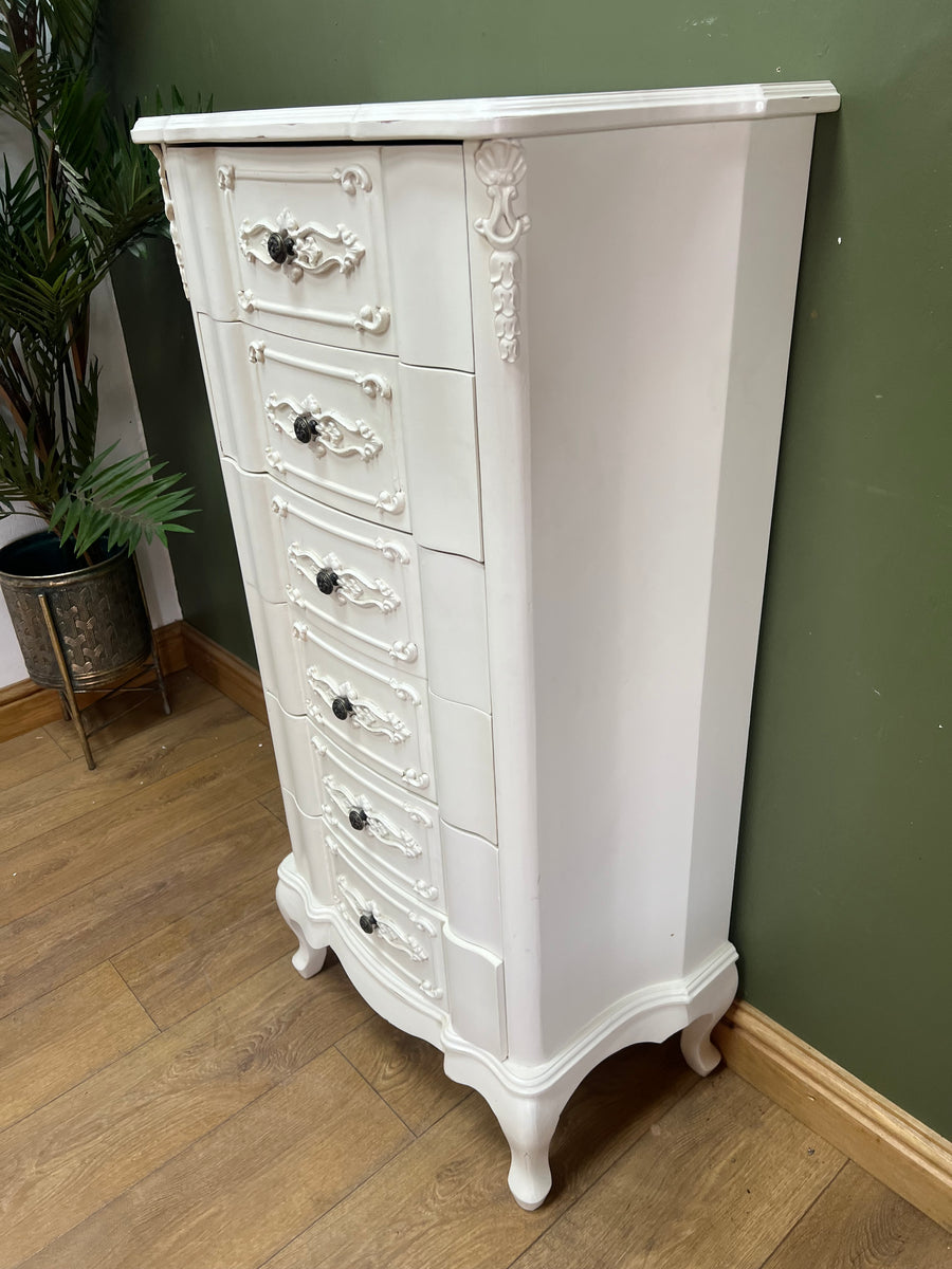 French Style Tall White Chest Drawers (SKU173)