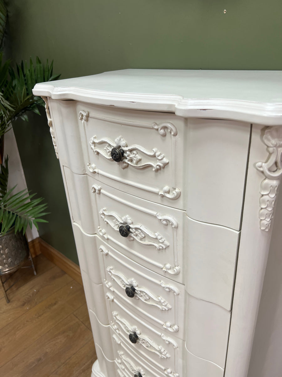 French Style Tall White Chest Drawers (SKU173)
