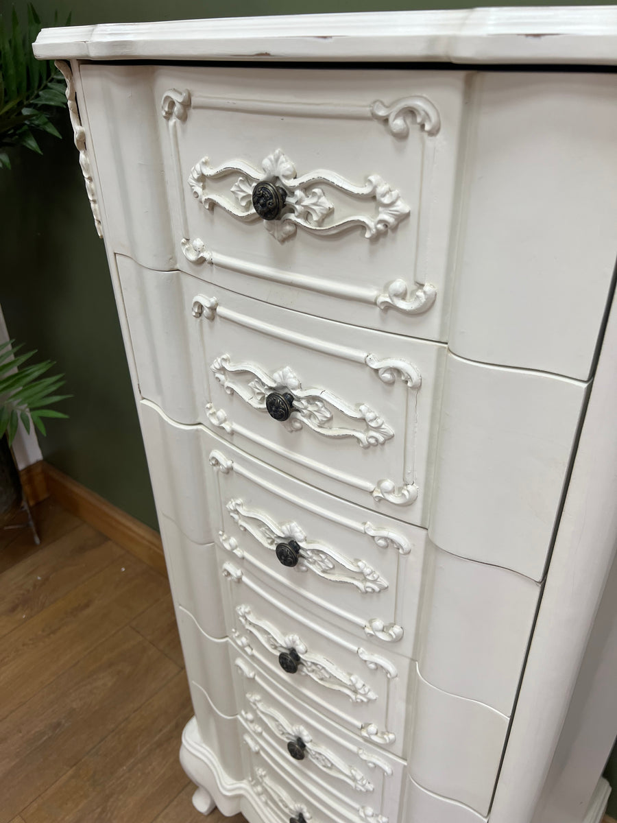 French Style Tall White Chest Drawers (SKU173)