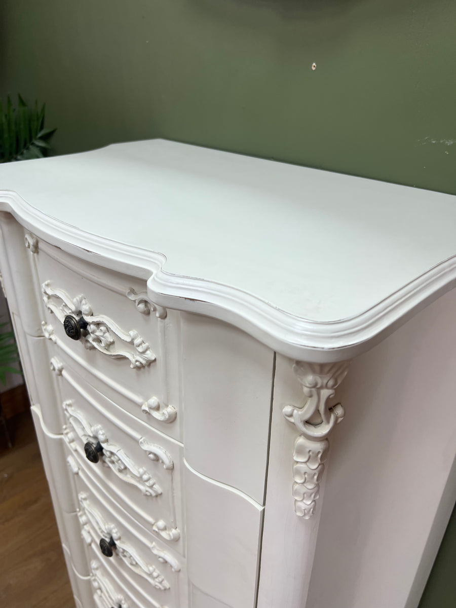 French Style Tall White Chest Drawers (SKU173)