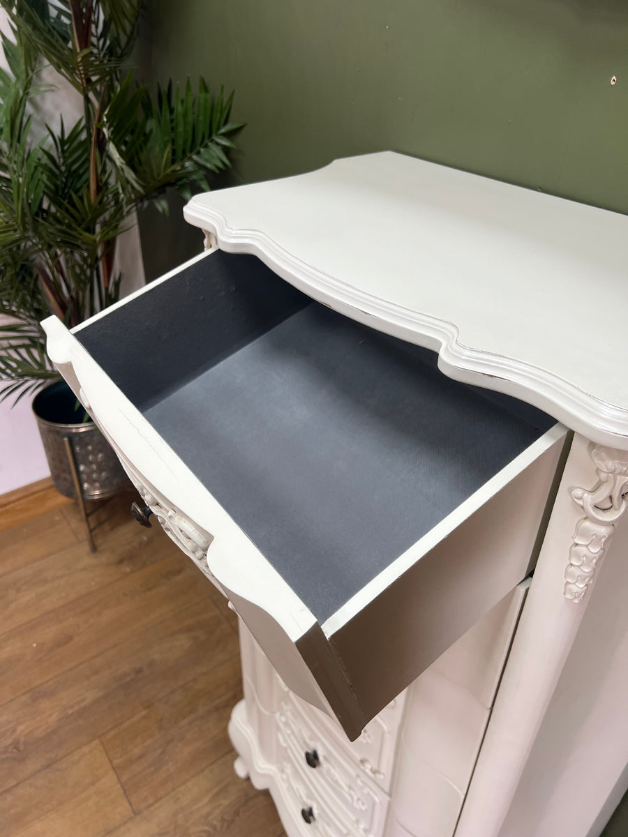 French Style Tall White Chest Drawers (SKU173)