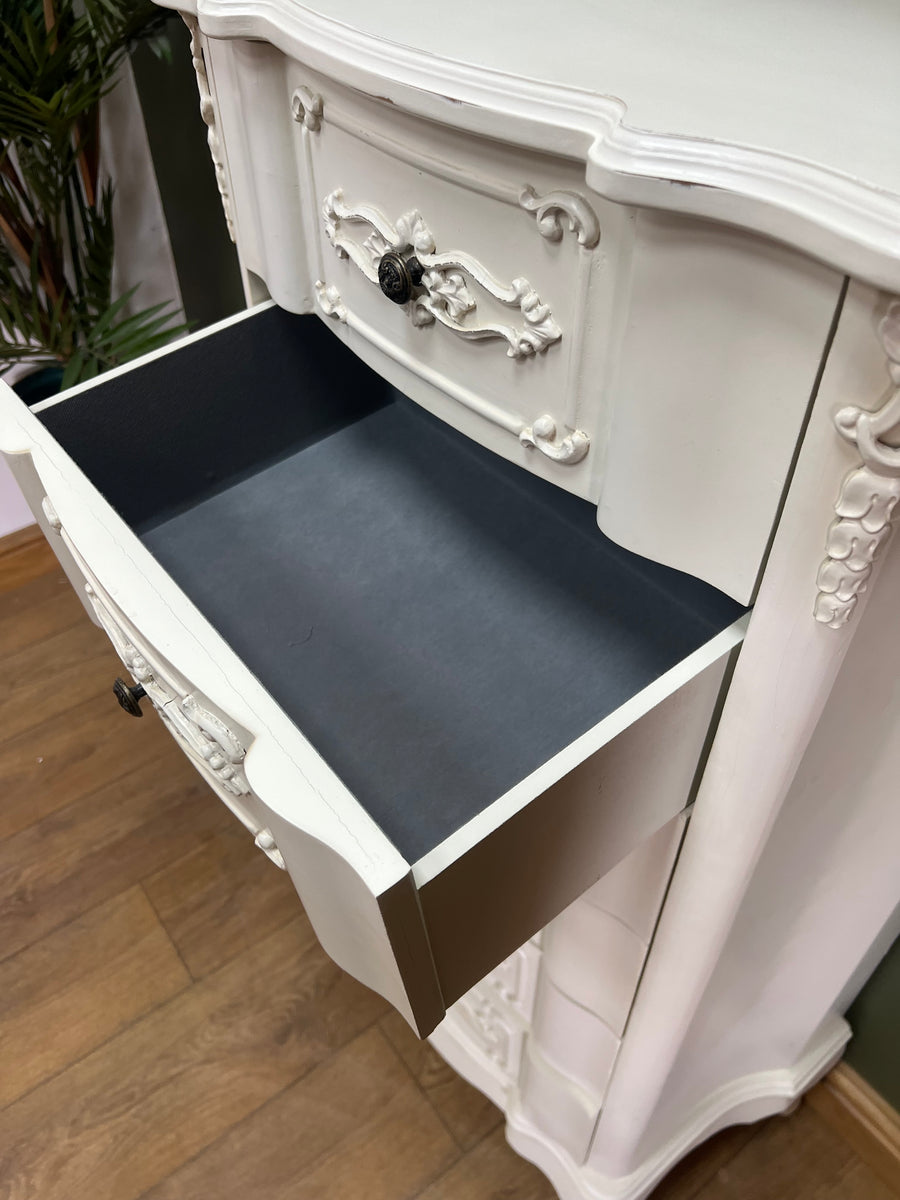 French Style Tall White Chest Drawers (SKU173)