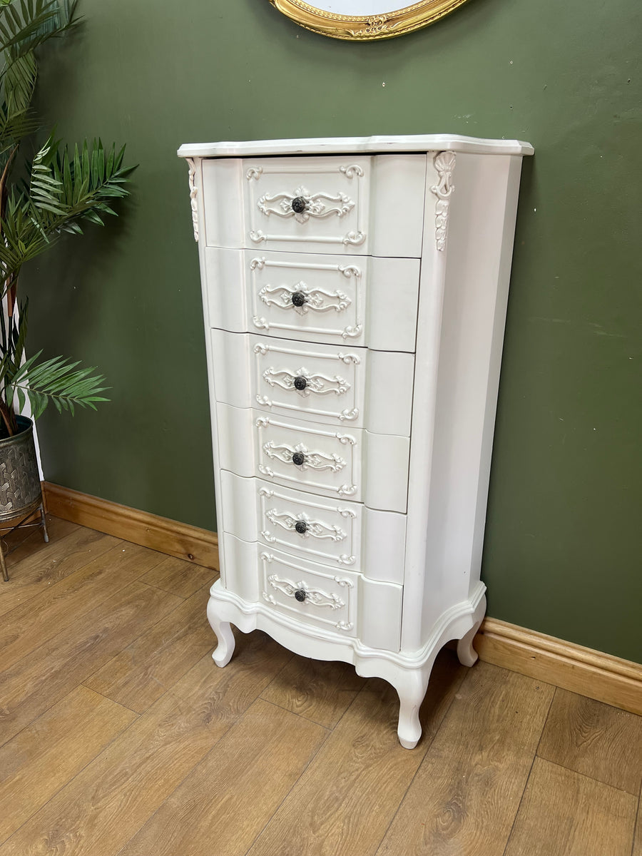 French Style Tall White Chest Drawers (SKU173)