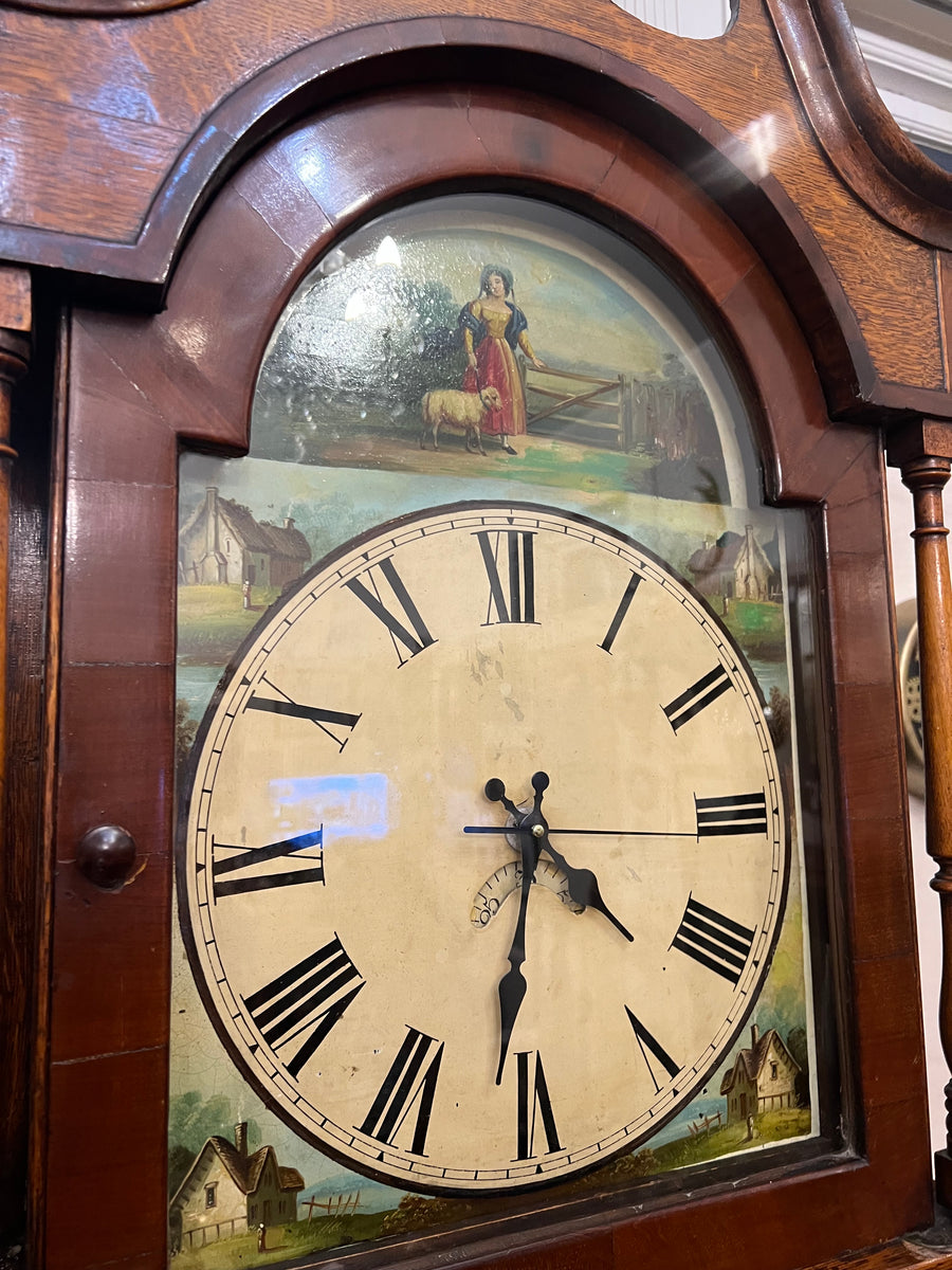 19th Century Oak And Mahogany Inlaid Longcase Clock (SKU247)