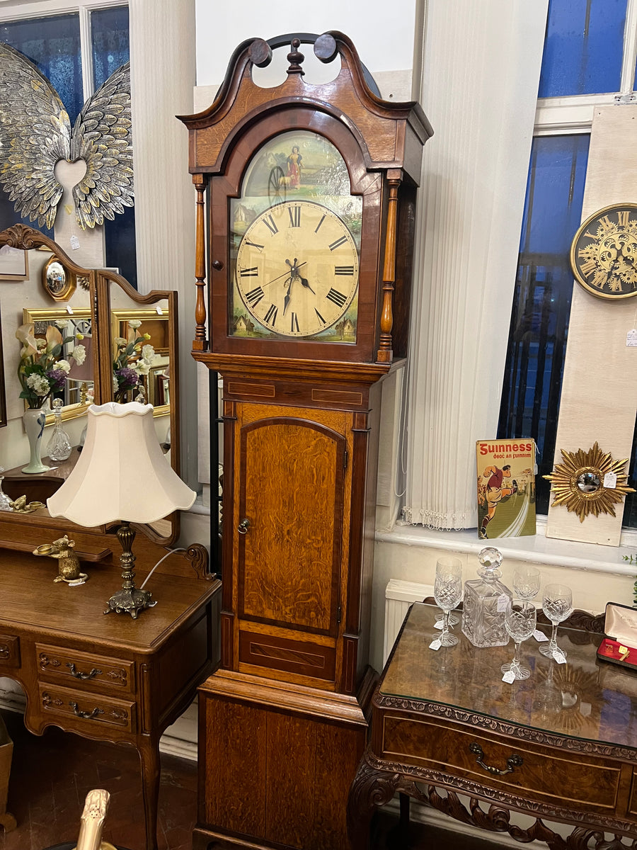 19th Century Oak And Mahogany Inlaid Longcase Clock (SKU247)