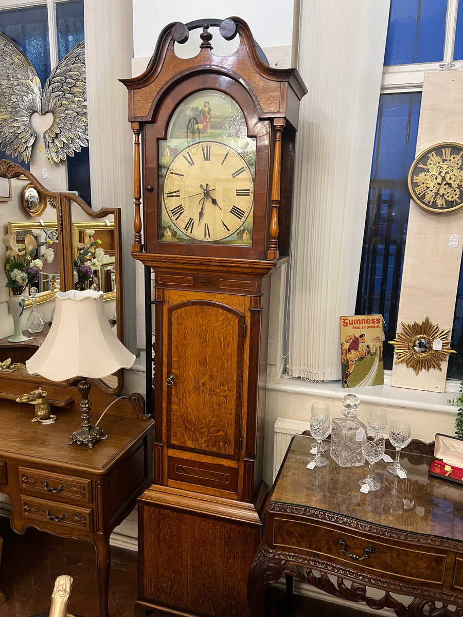 19th Century Oak And Mahogany Inlaid Longcase Clock (SKU247)