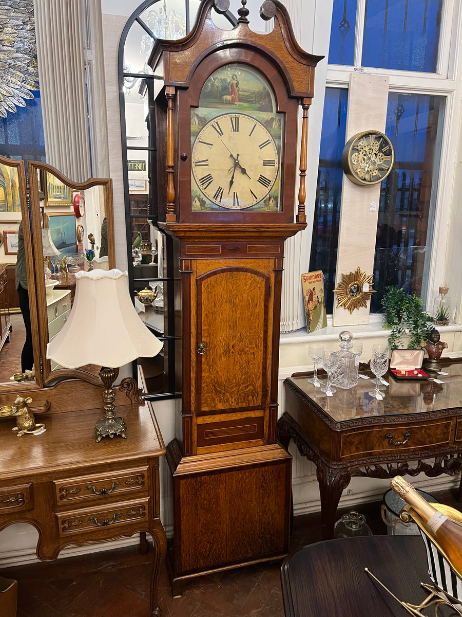 19th Century Oak And Mahogany Inlaid Longcase Clock (SKU247)