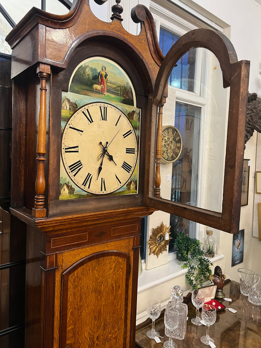 19th Century Oak And Mahogany Inlaid Longcase Clock (SKU247)