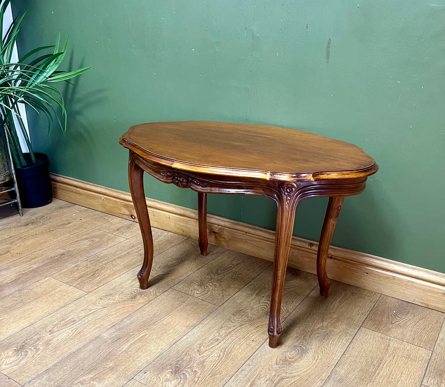 French Style Walnut Oval Coffee Table (SKU86)