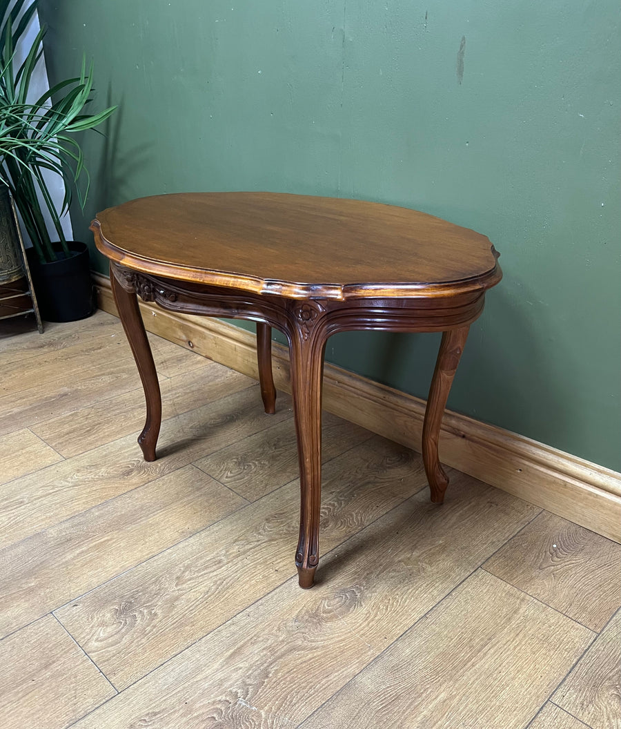 French Style Walnut Oval Coffee Table (SKU86)