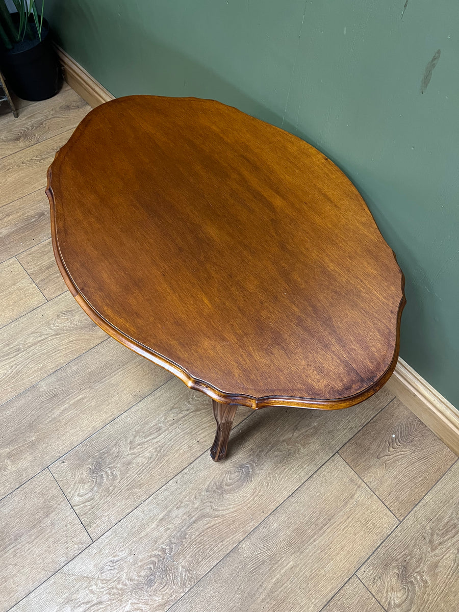 French Style Walnut Oval Coffee Table (SKU86)