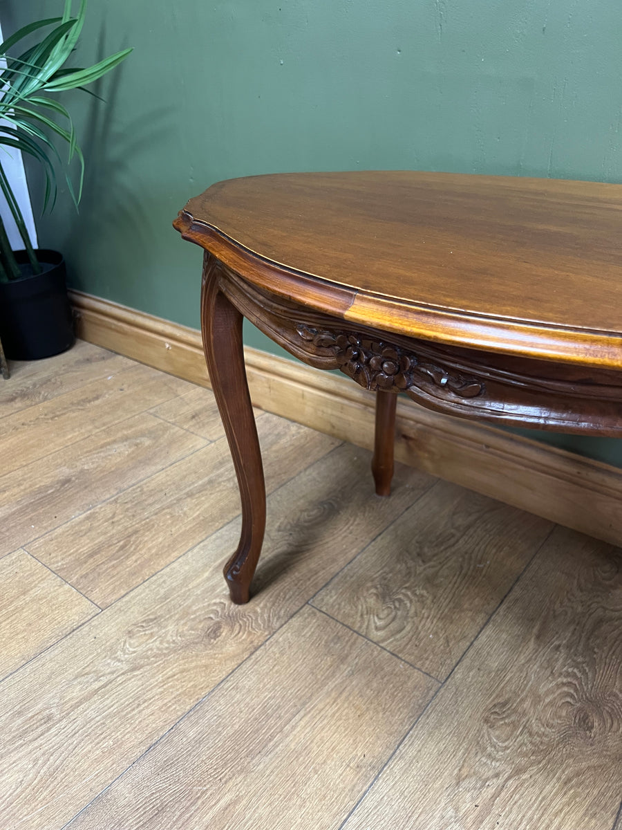 French Style Walnut Oval Coffee Table (SKU86)