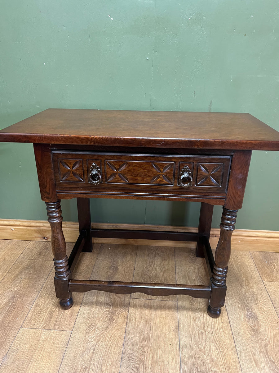 Vintage Oak Console Table With Single Drawer (SKU89)