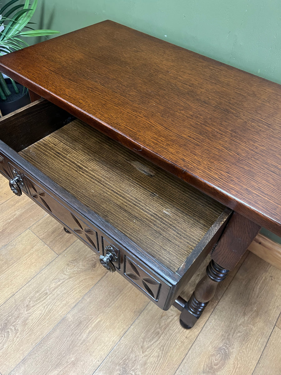 Vintage Oak Console Table With Single Drawer (SKU89)