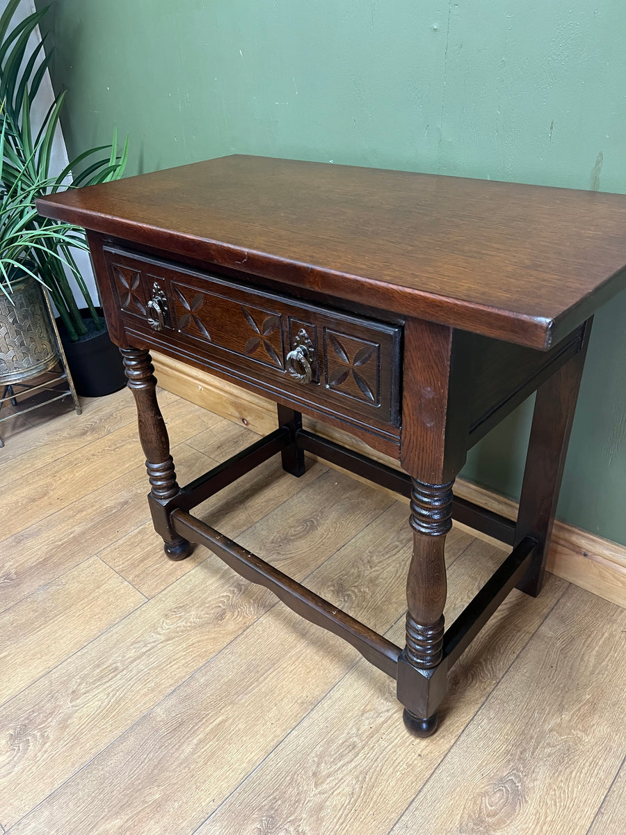 Vintage Oak Console Table With Single Drawer (SKU89)