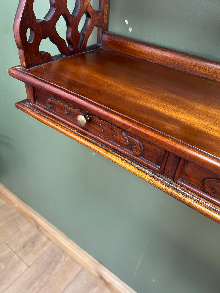 Mahogany Wall Hanging 3 Tier Shelf Unit 2 Base Drawers (SKU229)