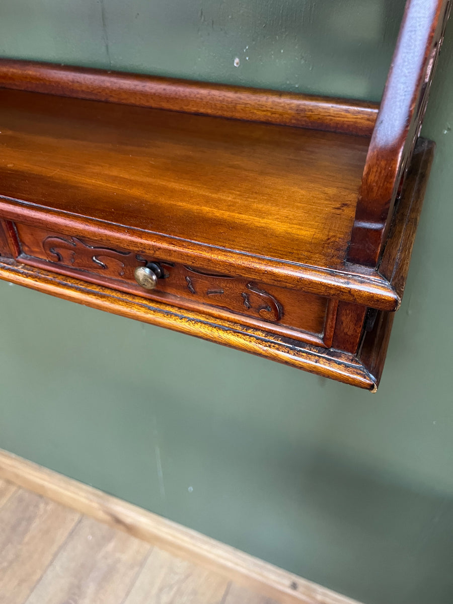 Mahogany Wall Hanging 3 Tier Shelf Unit 2 Base Drawers (SKU229)