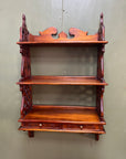 Mahogany Wall Hanging 3 Tier Shelf Unit 2 Base Drawers (SKU229)