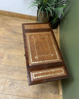 Vintage Mahogany Drop Leaf End Table Leather Top (SKU98)