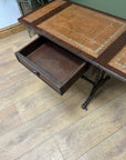 Vintage Mahogany Drop Leaf End Table Leather Top (SKU98)