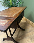 Vintage Mahogany Drop Leaf End Table Leather Top (SKU98)