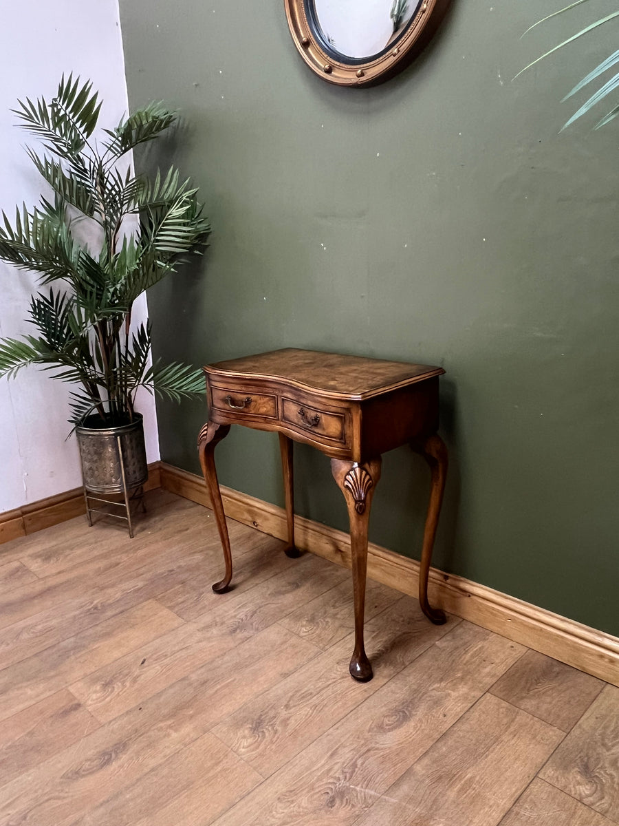 Walnut Serpentine Fronted Console/Side Table (SKU71)