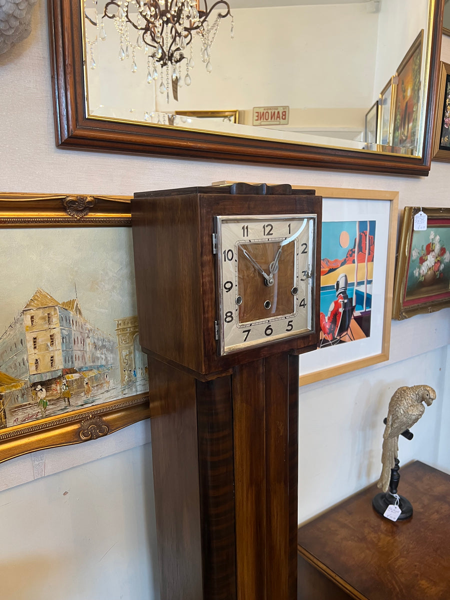 Art Deco Walnut Chiming Granddaughter Clock (SKU237)