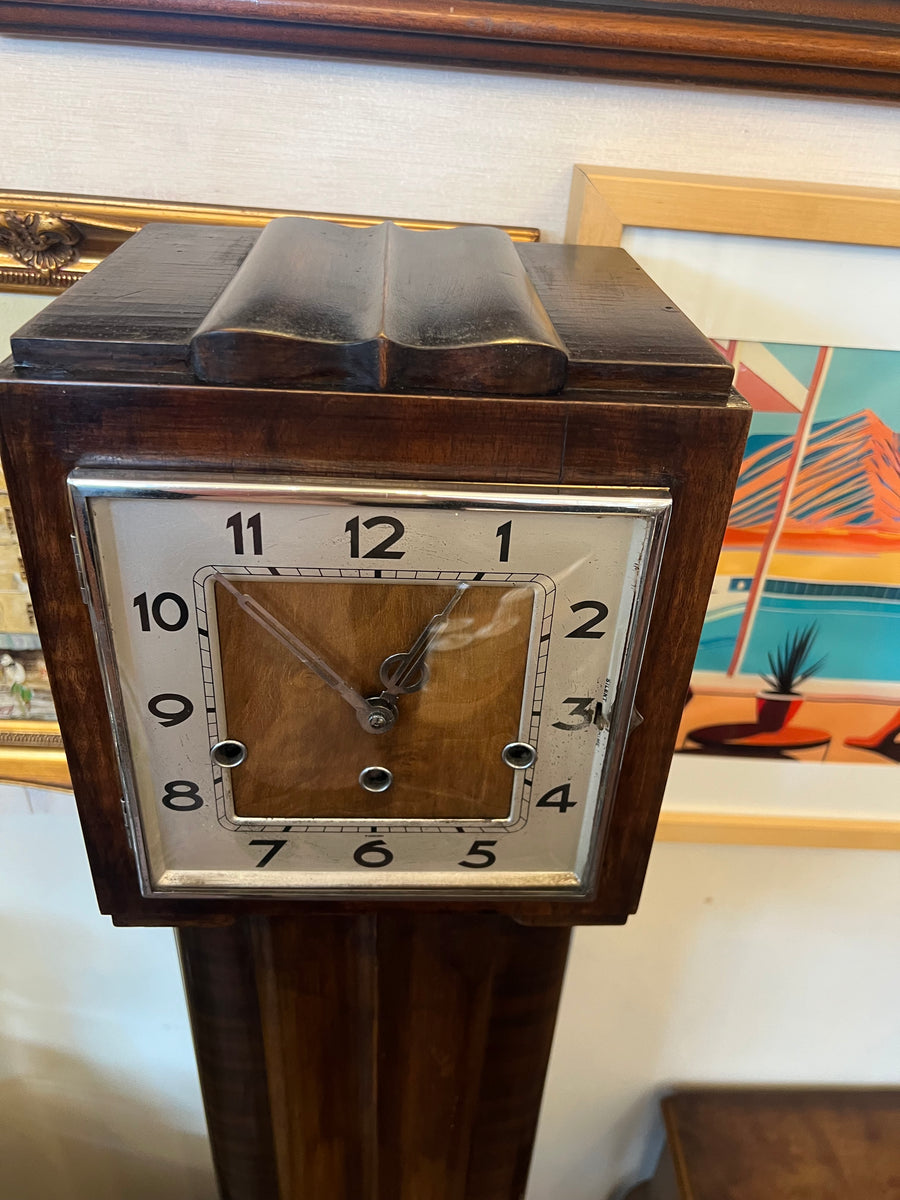 Art Deco Walnut Chiming Granddaughter Clock (SKU237)