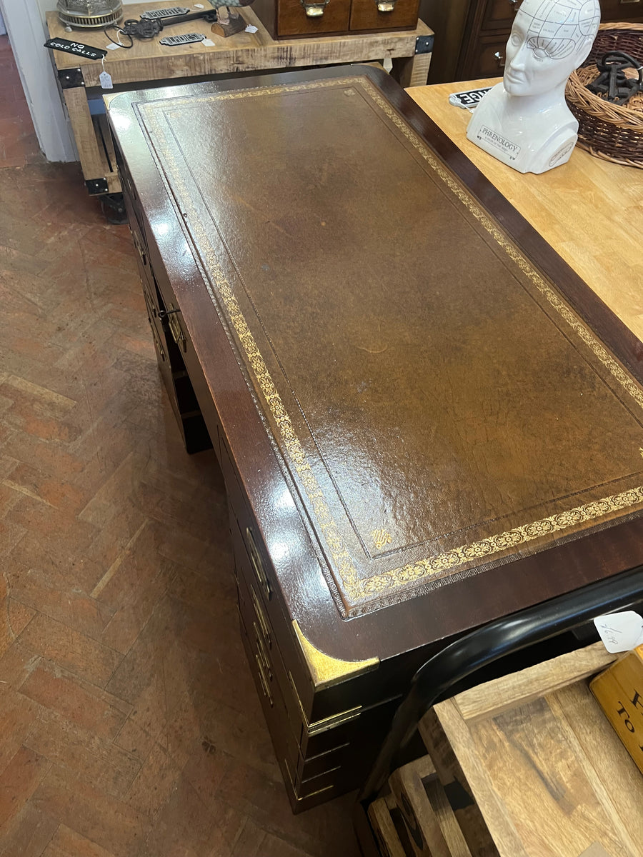 Campaign Style Brass Mounted Desk (SKU131)
