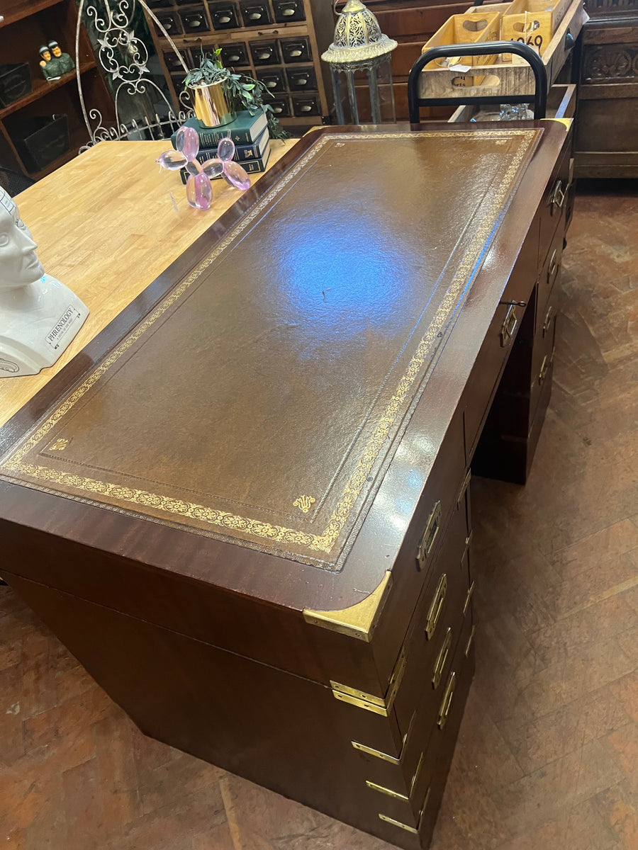 Campaign Style Brass Mounted Desk (SKU131)