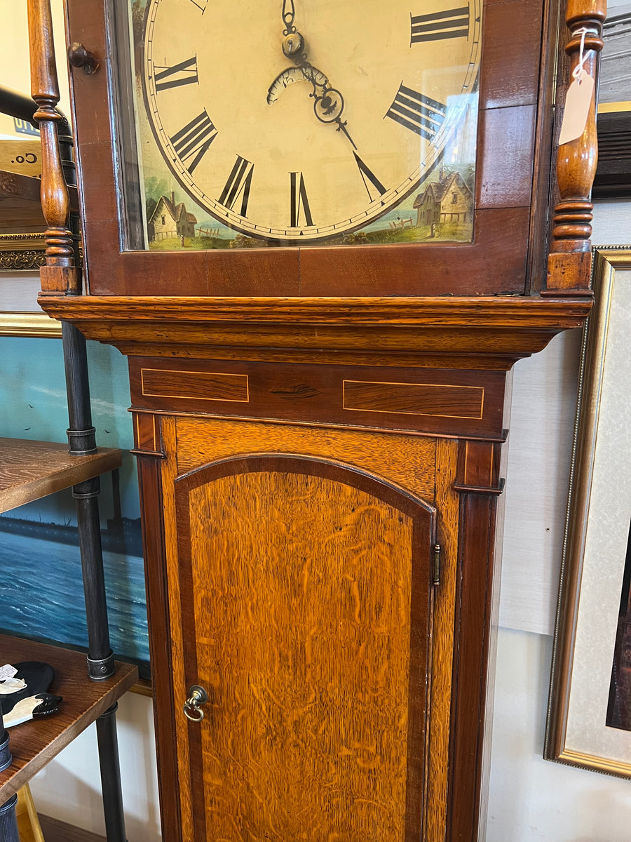 19th Century Oak And Mahogany Inlaid Longcase Clock (SKU247)