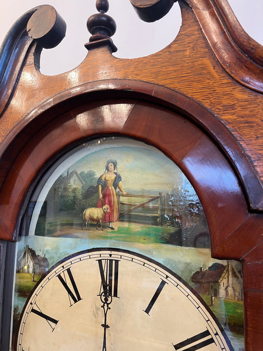 19th Century Oak And Mahogany Inlaid Longcase Clock (SKU247)