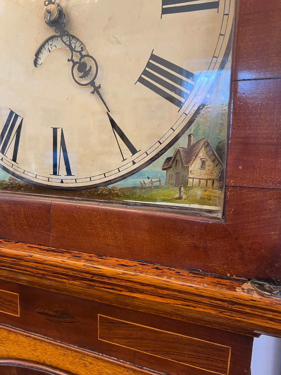 19th Century Oak And Mahogany Inlaid Longcase Clock (SKU247)