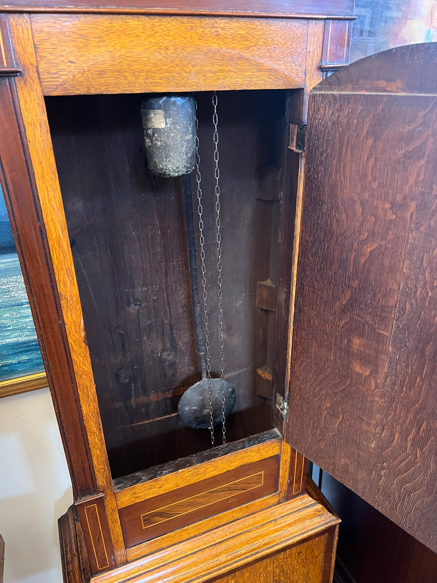19th Century Oak And Mahogany Inlaid Longcase Clock (SKU247)