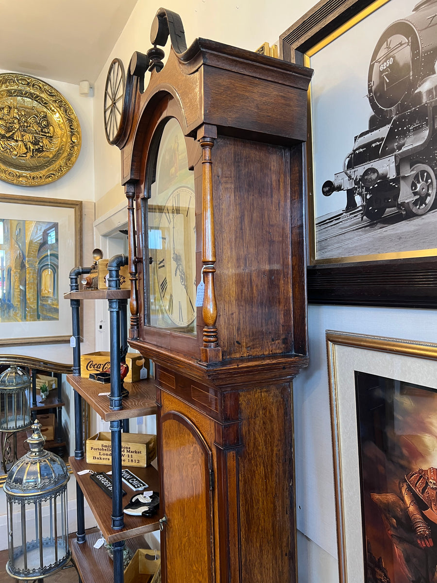 19th Century Oak And Mahogany Inlaid Longcase Clock (SKU247)