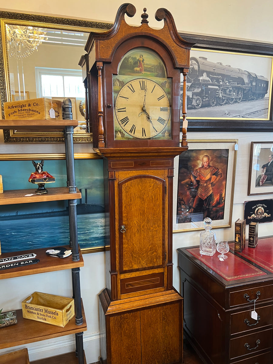 19th Century Oak And Mahogany Inlaid Longcase Clock (SKU247)