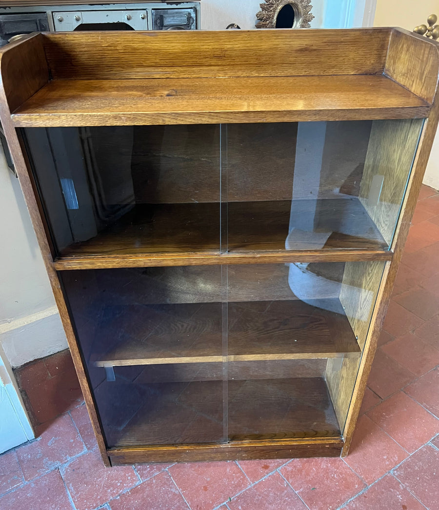 Small Mid Century Glazed Sliding Door Bookcase (SKU128)