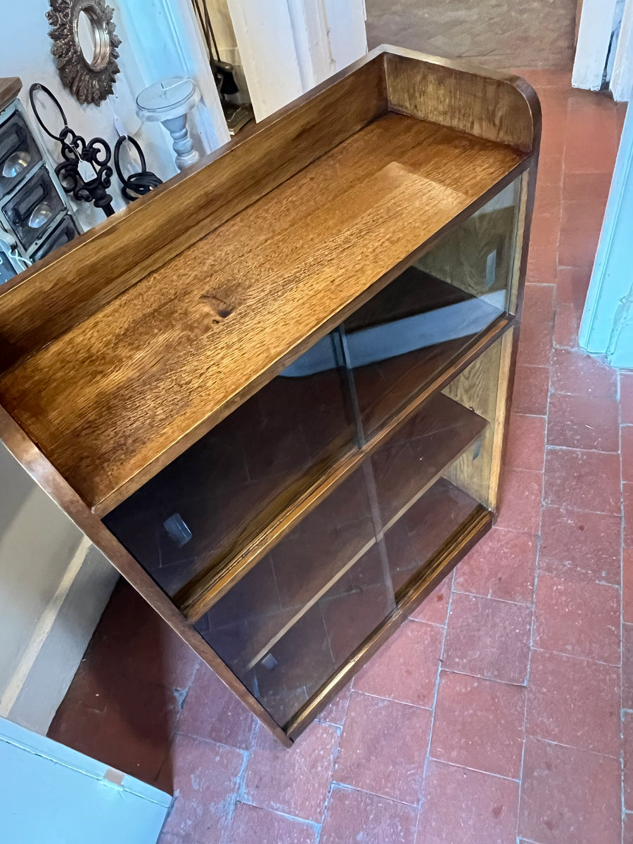Small Mid Century Glazed Sliding Door Bookcase (SKU128)