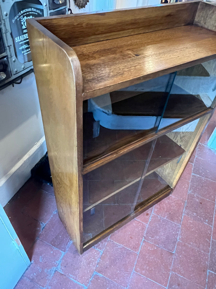 Small Mid Century Glazed Sliding Door Bookcase (SKU128)