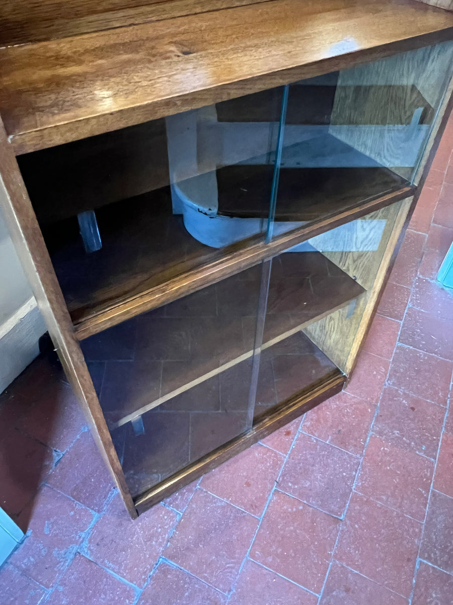 Small Mid Century Glazed Sliding Door Bookcase (SKU128)