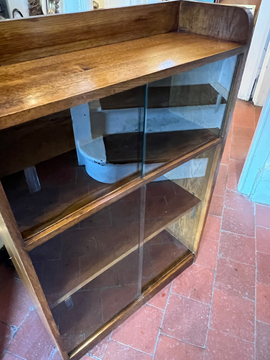 Small Mid Century Glazed Sliding Door Bookcase (SKU128)