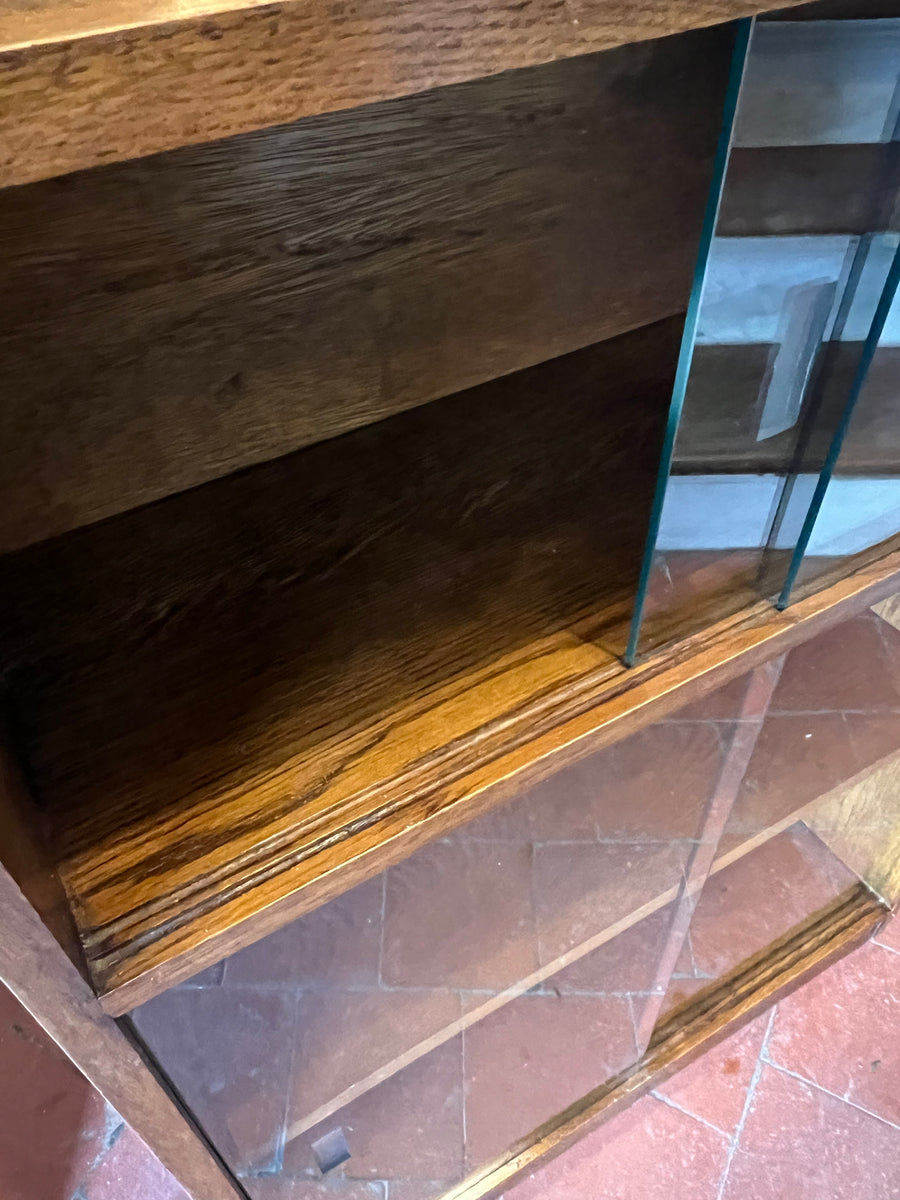 Small Mid Century Glazed Sliding Door Bookcase (SKU128)